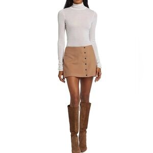 A.L.C. Tan Mini Skirt with Button Detail